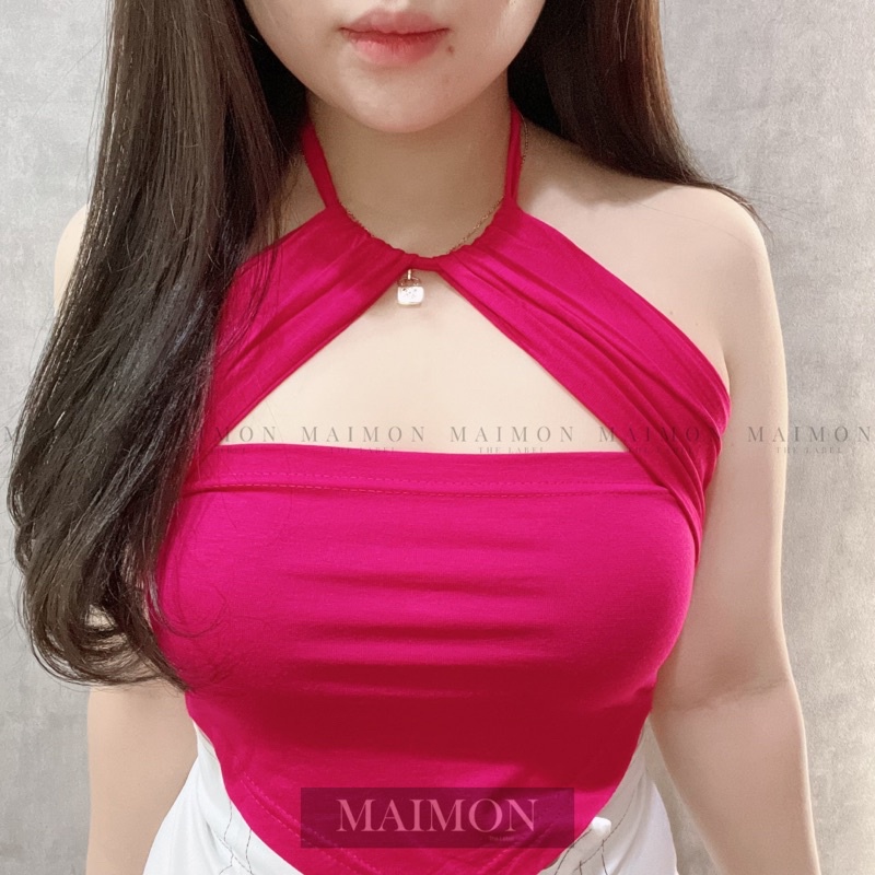 Triangle Halter Neck Tank Top | Baju Wanita Korean Fashion | Maimon Grosir