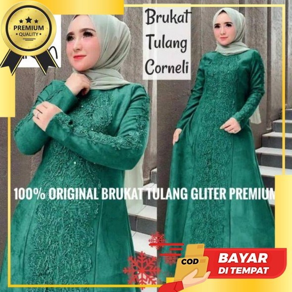 Terbaru Amenna Dress Gamis Wanita Bahan Ceruty Babydoll Full Mix Burkat Premium Aplikasi Mutiara Ame