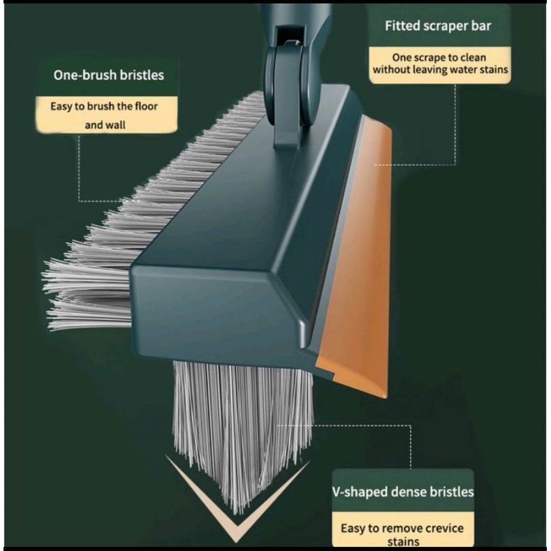 Sikat Lantai Wiper Pembersih Lantai Dinding Kamar Mandi Gagang Panjang Portable Sapu Lancip Model V
