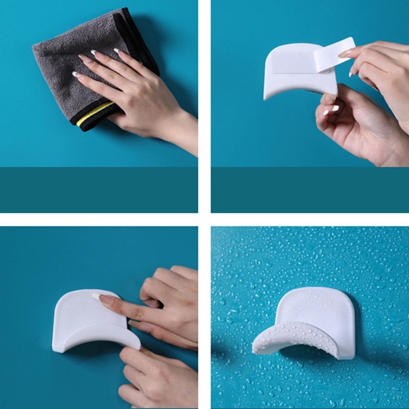 Hemat Tempat Penyimpanan Serba Serbi Gadget Handbag Scarve Topi Holder Beban Kuat Bantalan Gantungan Baju Handuk Tahan Air Rak Gantung Putih Self Adhesive Hooks
