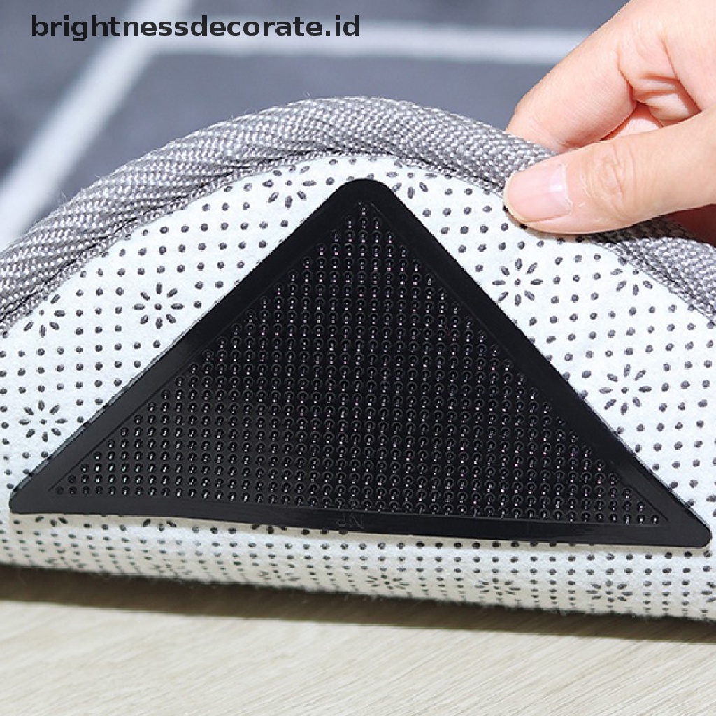[Birth] 4pcs/set Segitiga Dicuci Reusable Rug Gripper Anti Selip Karet Mat Non Slip Patch Tape Untuk Lantai Ubin Karpet Sudut Pad [ID]
