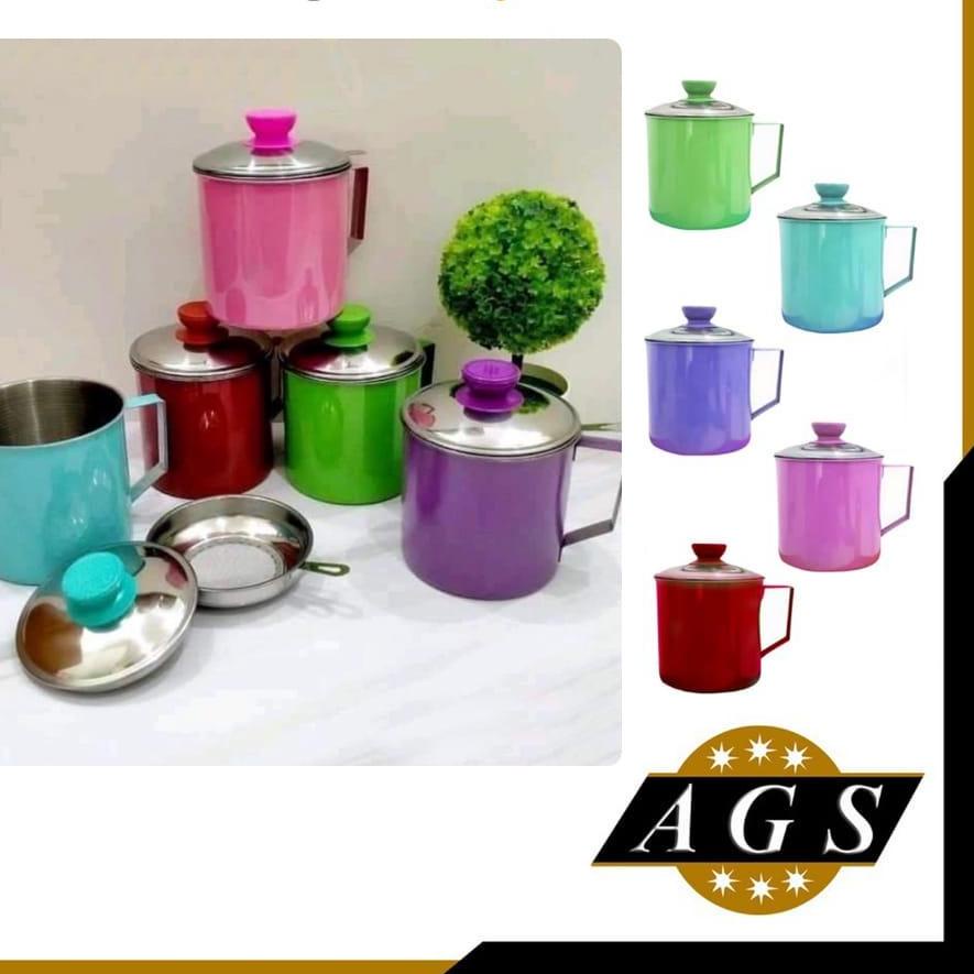 Depan [AGS]  Mug & Saringan Minyak/Oil Pot Stainless - WARNA