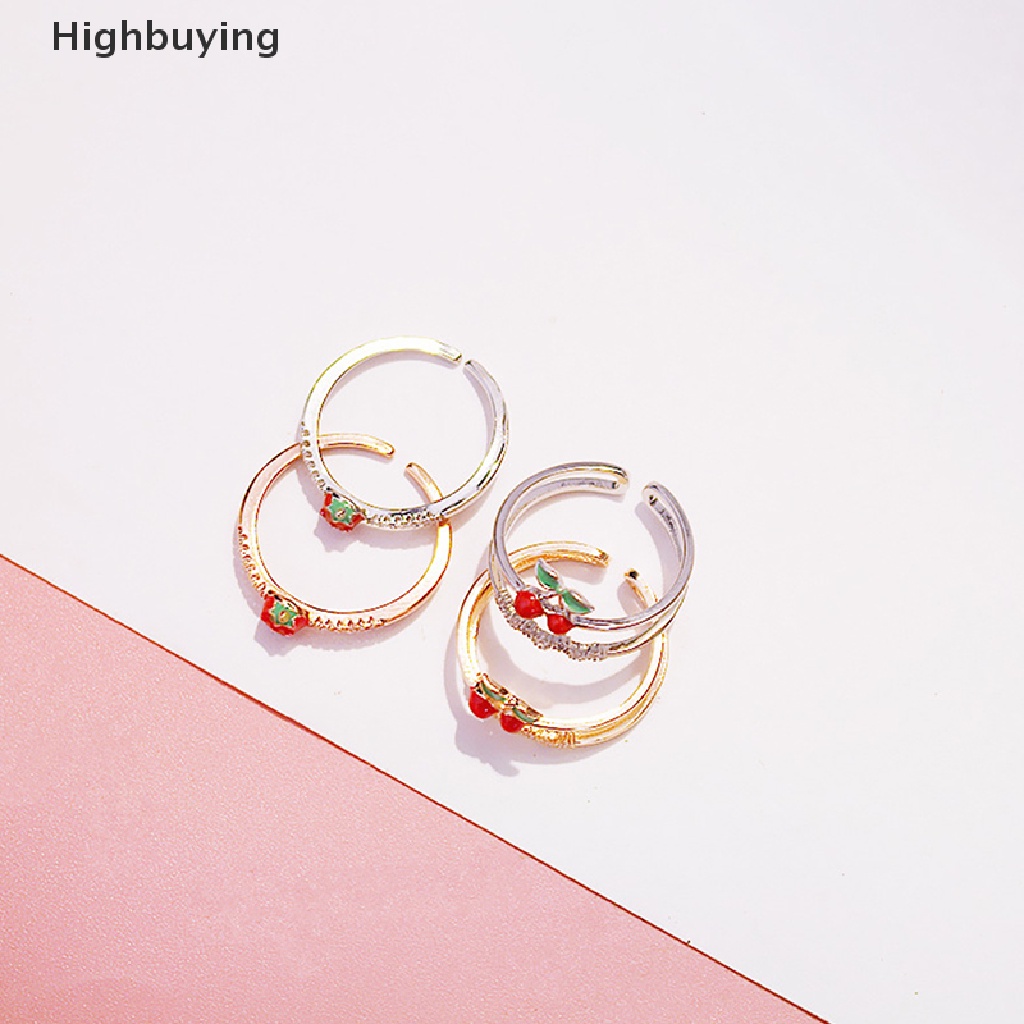 Hbid Gadis Gaya Jepang Korea Strawberry Cherry Pembukaan Cincin Kepribadian Perhiasan Glory