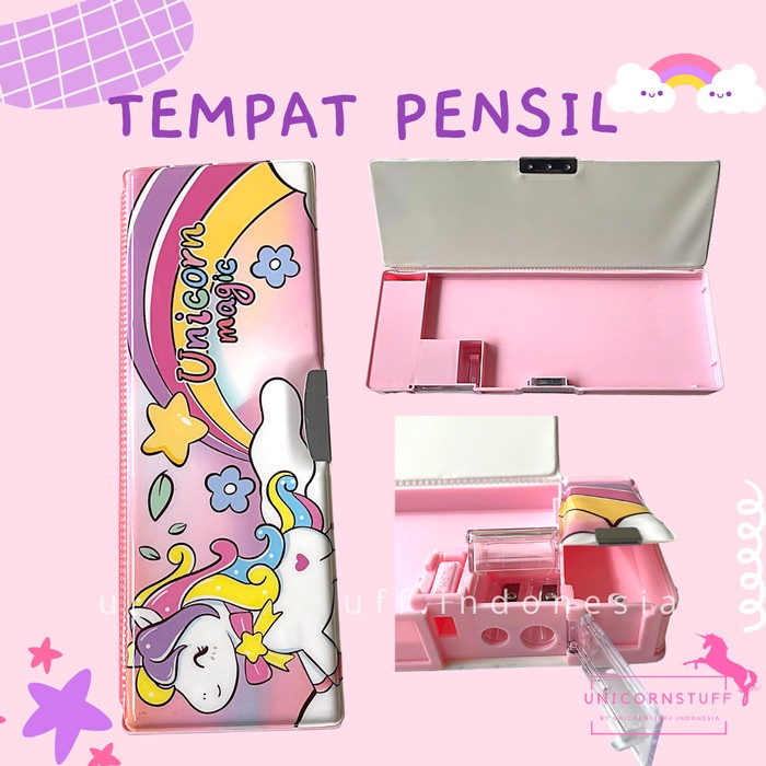 Tempat Pensil Unicorn Rautan Magnet Cewek Lucu Anak Perempuan Cewek