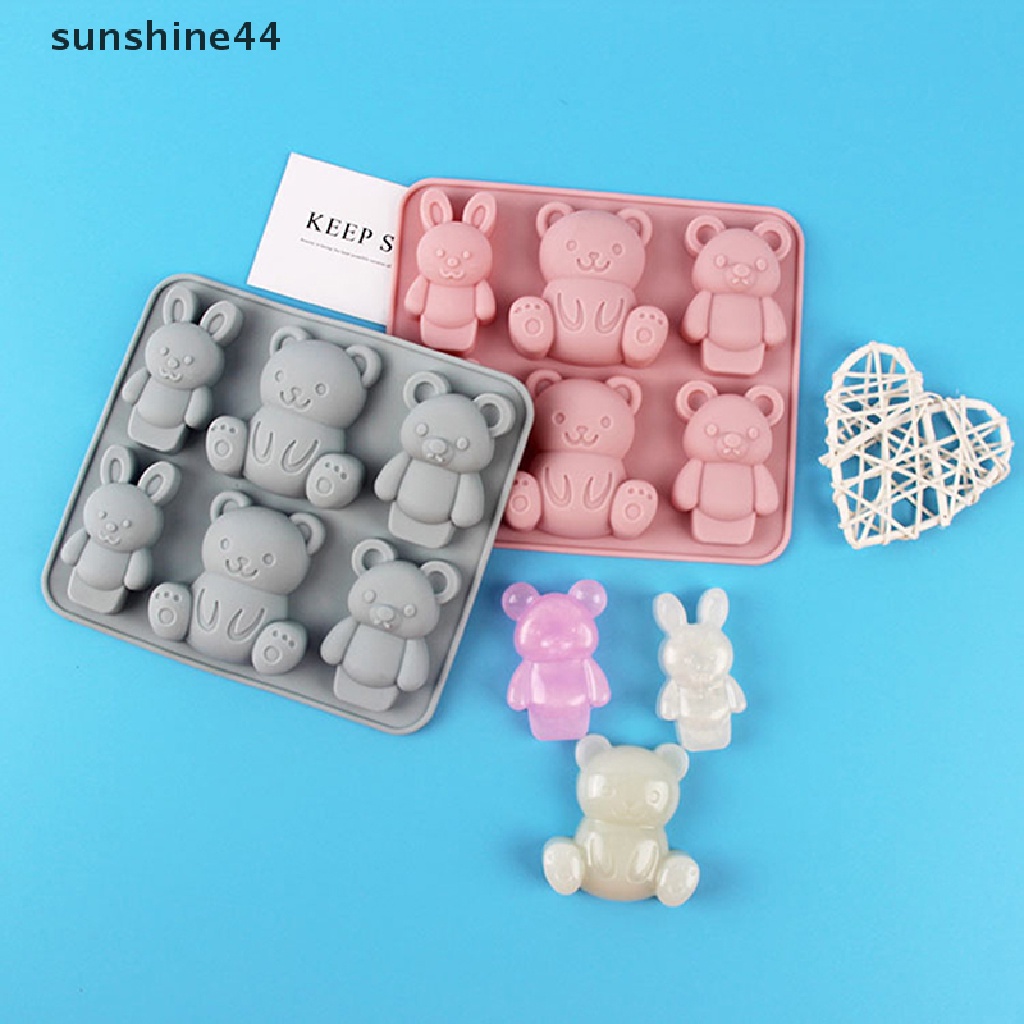 Sunshine 1Pc 6-rongga Cetakan Silikon Lucu Kartun Hewan Cetakan Kue DIY Membuat Alat.