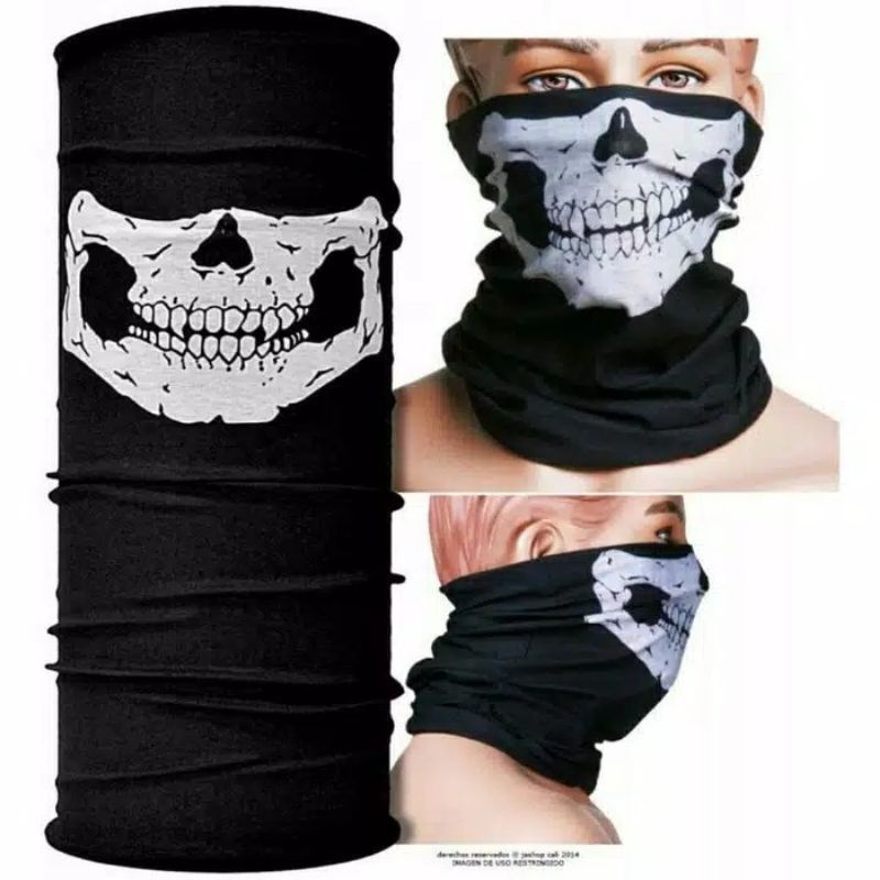 masker buff hitam tengkorak