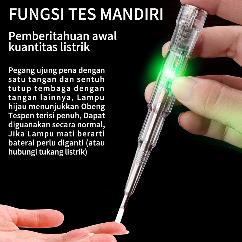 ISKU Obeng Test Pencil TesPen Tester 14cm with Indicator Dual LED Highlighting Rentang Uji 70-250V Anti Jatuh Dan Tahan Lama TesPen Mudah Dibawa