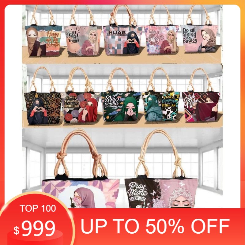 SNProject Tas shopping Tote Muslimah Tas Tali Sumbu gress