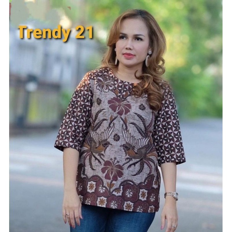 BLOUSE BATIK WANITA BISA BUAT KERJA LAPIS FURING TRIKOT KAIN HALUS MURAH