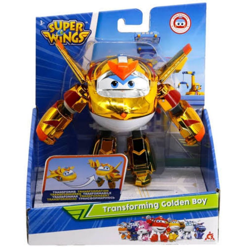 Super Wings Transforming Golden Boy Mainan Robot Original