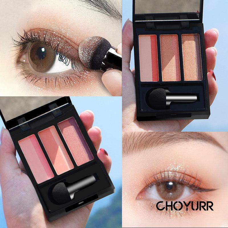 【COD】Eye shadow Palette+Mushroom Puff Tekstur Lembut  Waterproof Long-lasting Lazy Eye shadow Palette Eye Shadow Palette Tahan Air-CH