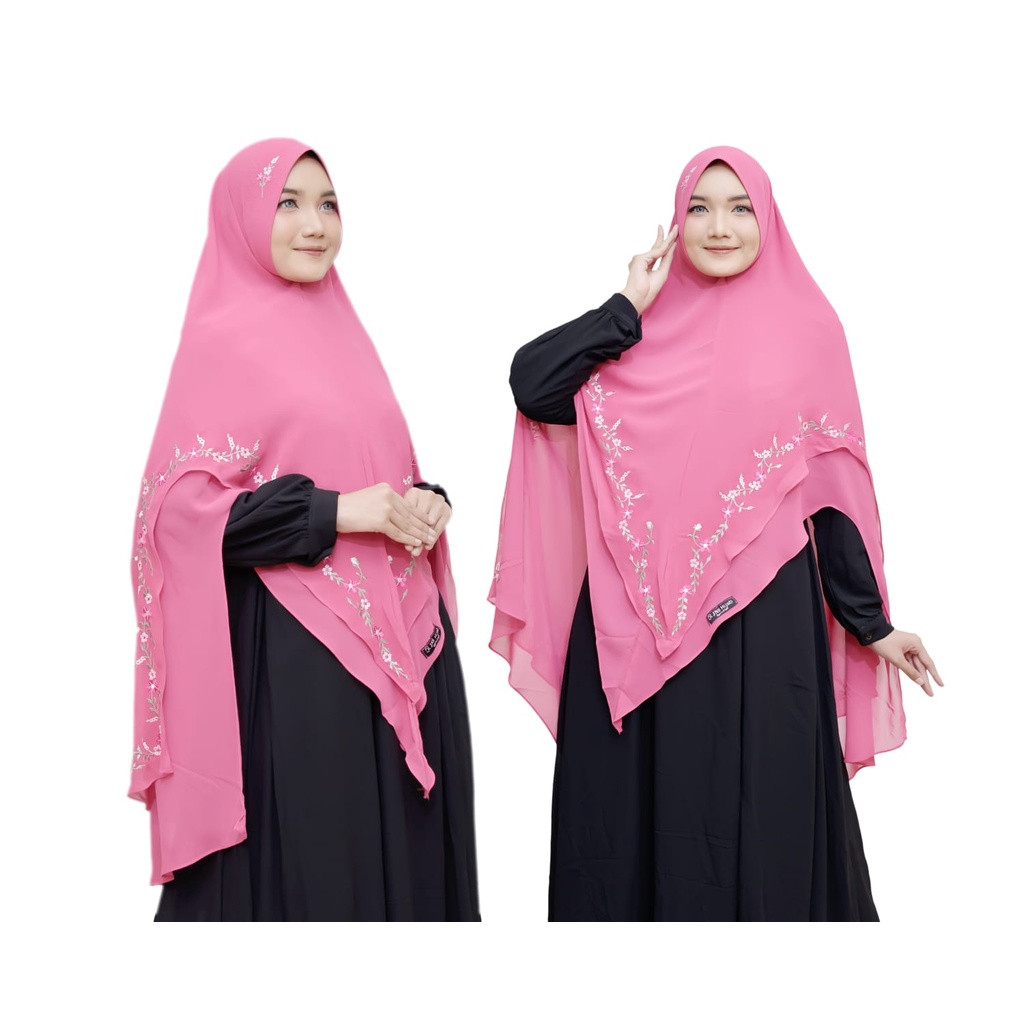KERUDUNG SYARI BORDIR FULL KELILING/HIJAB SYARI BORDIR PREMIUM/JILBAB CERUTY PREMIUM ORI JNS HIJAB
