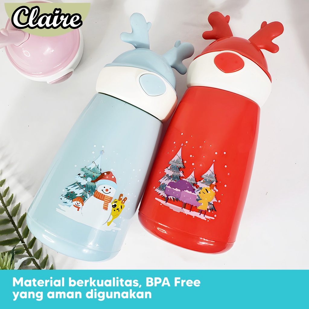 Botol minum Kaca BMK004 / Botol Minum Kaca Model Tanduk Rusa Snow / Botol Minum Kaca 400ml