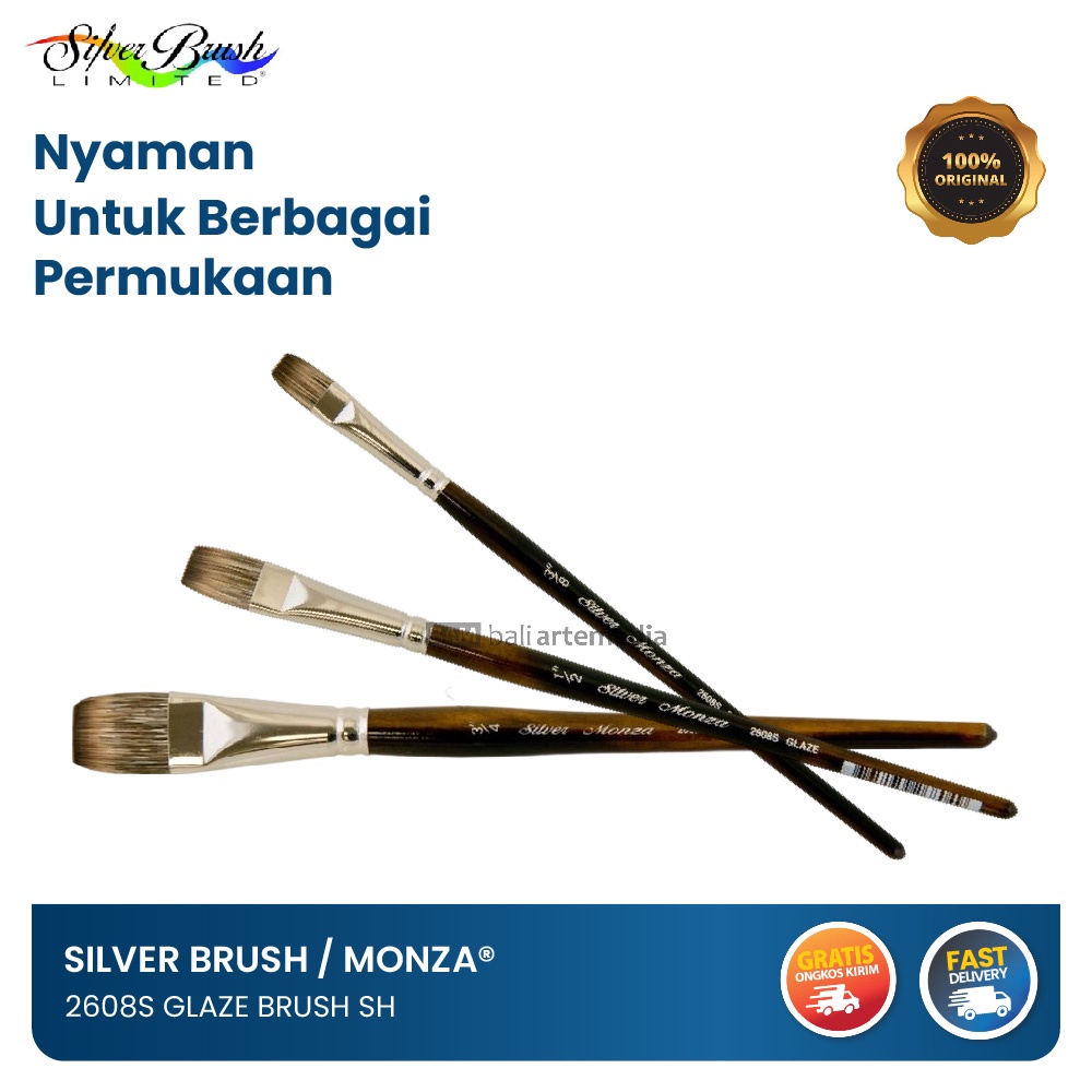 Alat Menggambar Kuas Lukis Kecil Silver Brush/ Monza® 2608S Glaze Brush SH Terlaris By Bali Artemedia