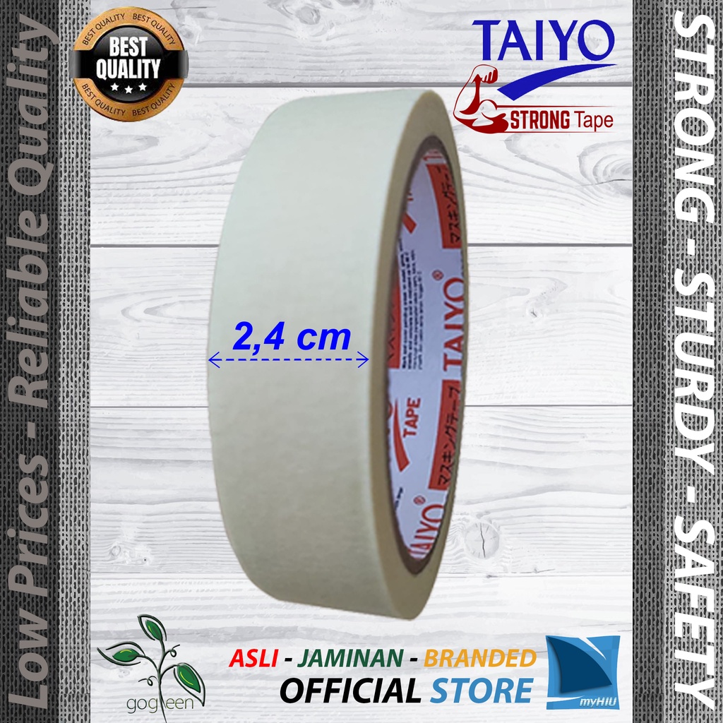 Lakban Kertas 1&quot; inch Solatip Kertas 2,4 cm Isolasi 18 yard / 17 mtr - Masking Tape TAIYO