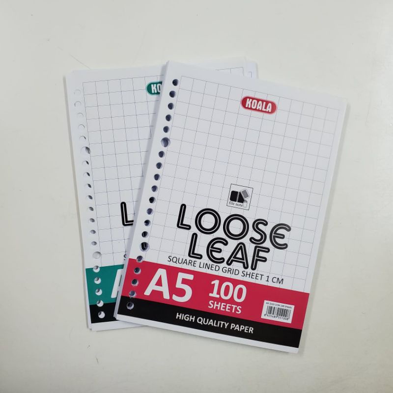 

LOOSE LEAF A5 DAN B5 KOTAK BESAR DAN KOTAK KECIL ISI 50 DAN 100 LEMBAR