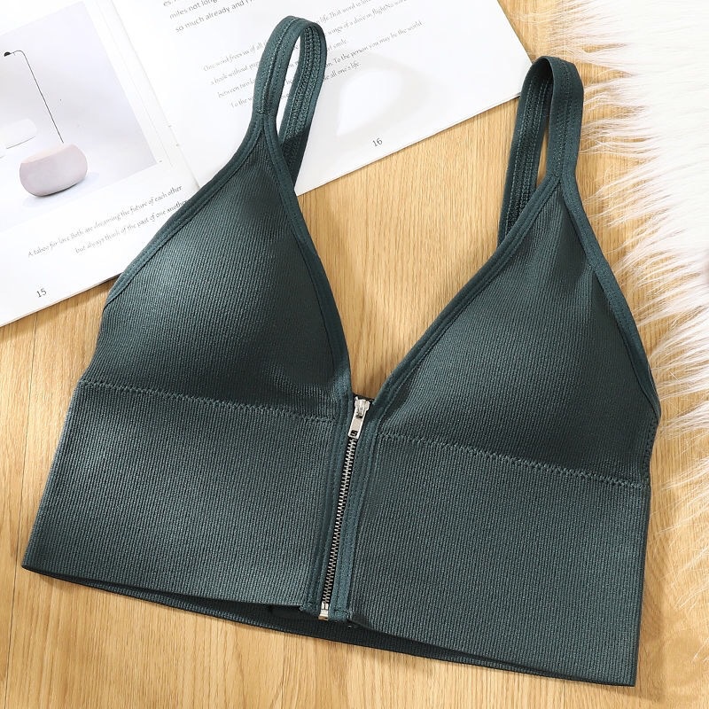 Miss H ~ 232 Tanktop Bra Fashion Resleting Tanktop Wanita Olahraga Gym Jogging dengan Tali Import Atasan Seksi