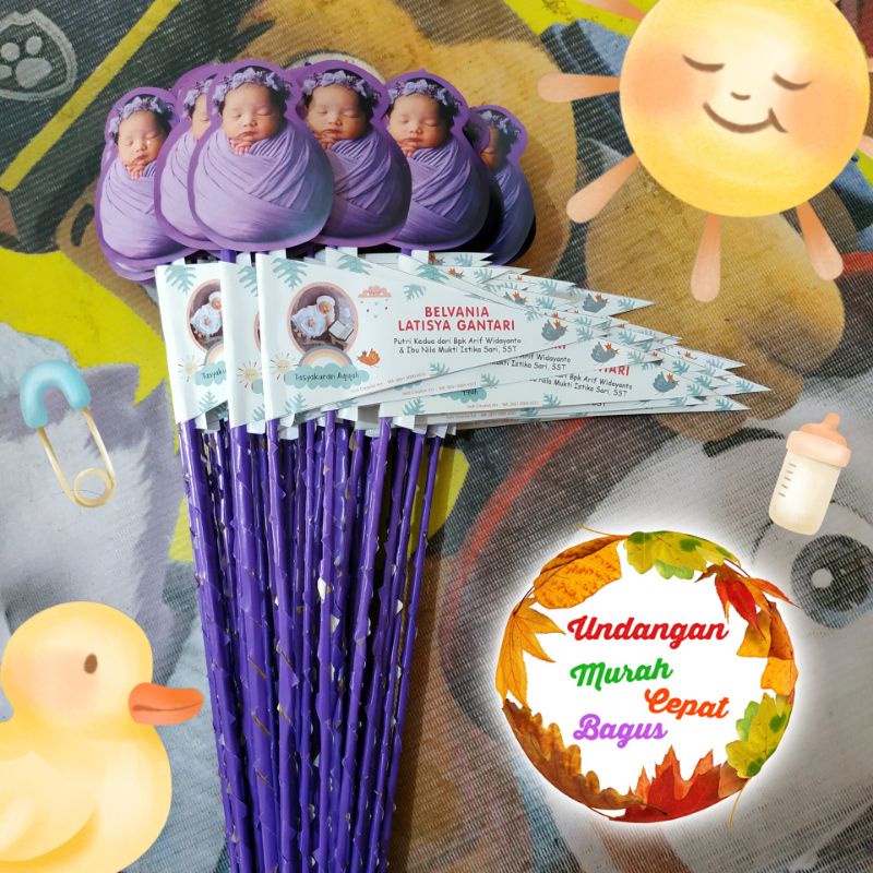 Bendera aqiqah tasmiyah marhabah karakter custom unik