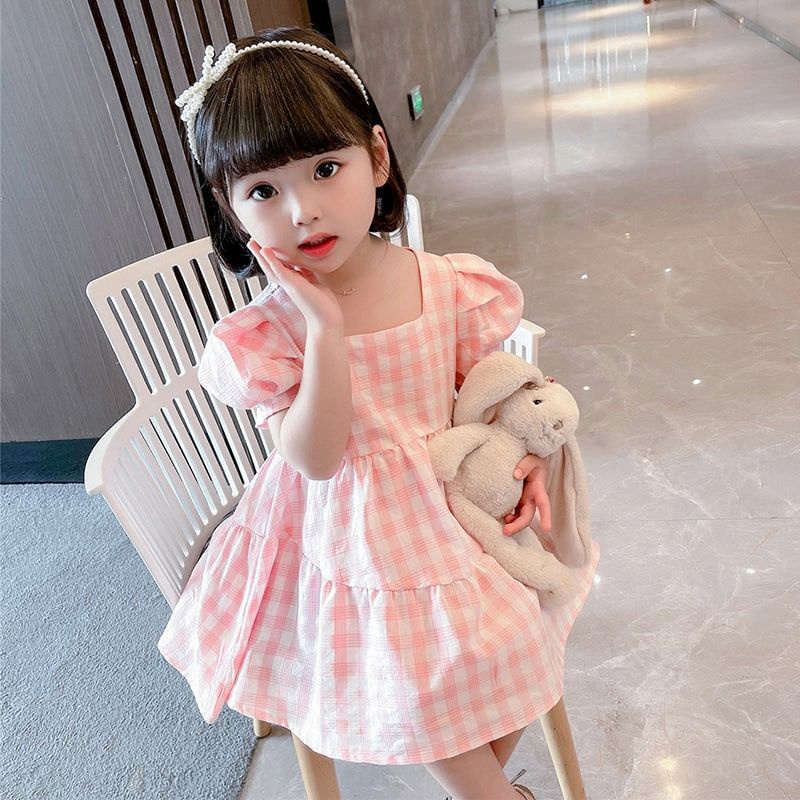 VS - DRESS ANAK PITA RAMPEL KOTAK USIA 1-5 TAHUN