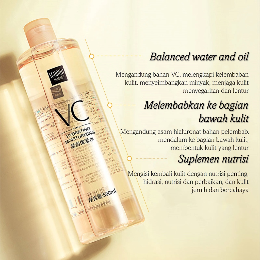 Vitamin C Toner wajah Glow Toner Mengecilkan Pori-Pori  500ml  Mencerahkan/Melembabkan/Menhidrasi untuk pria dan wanita