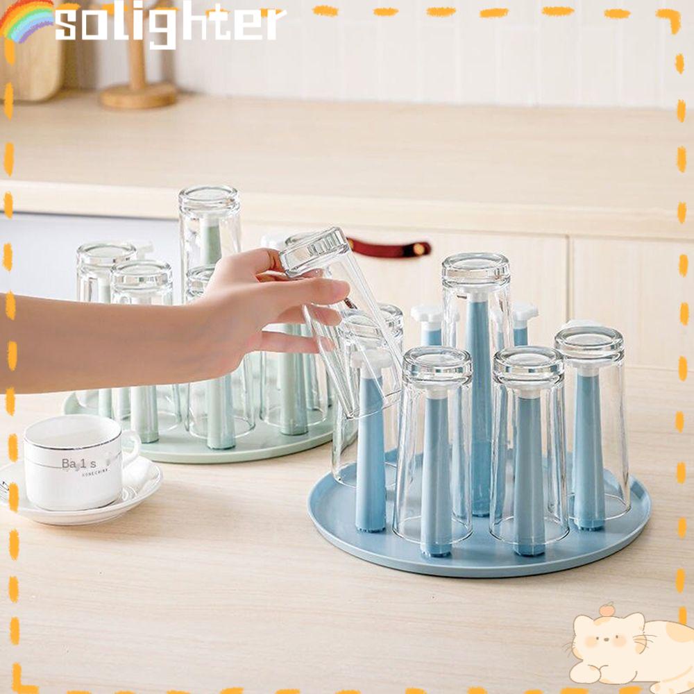 Solighter Glass Cup Stand Holder Rak Dapur Plastik Gelas Wine Shelf Tray Tempat Gelas Wine