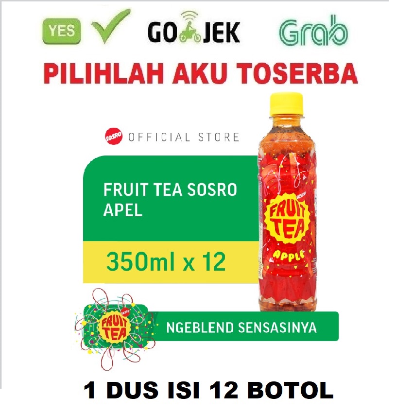 FRUIT TEA Sosro APPLE PET 350 ml - ( HARGA 1 DUS ISI 12 botol )