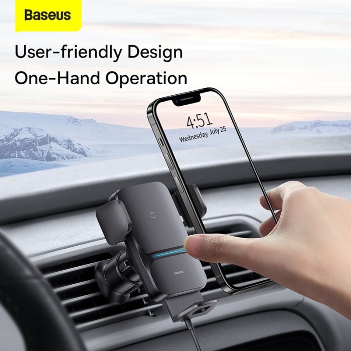 Baseus Car Mount Holder Fast Wireless Charger 15W - Auto Clamp - Universal 360 Derajat