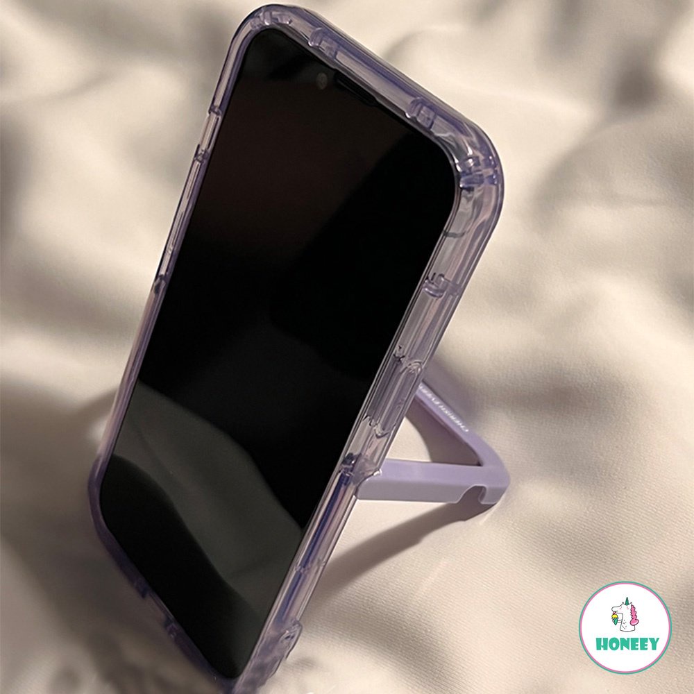 IPHONE Retro Bunga Ungu Tak Terlihat Stand Holder Phone Case Kompatibel Untuk Iphone14 13 12 11 Pro Max 14 Pro Soft Touch Slim Lembut TPU Penutup Belakang