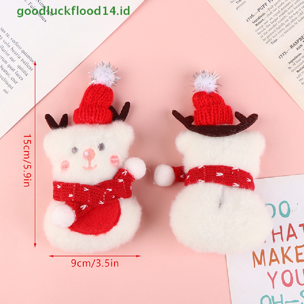 [GOOGFOUR] 2pcs/lot Kartun Mewah Natal Snowman Patch Lucu Kepala Kelinci DIY Aksesoris Isi Kapas Handmade Plush Decorations [TOP]