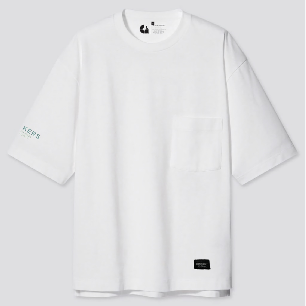 Kaos Polos Oversize Pocket Putih Lengan Pendek Cotton 24S Unisex Lockers