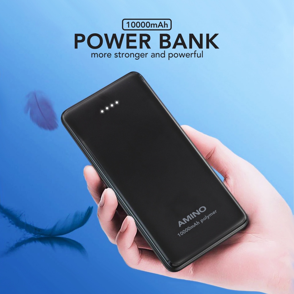 PowerBank 10000mAh Portable 37Wh 2A Quick Charge Pesawat Power Bank Amino