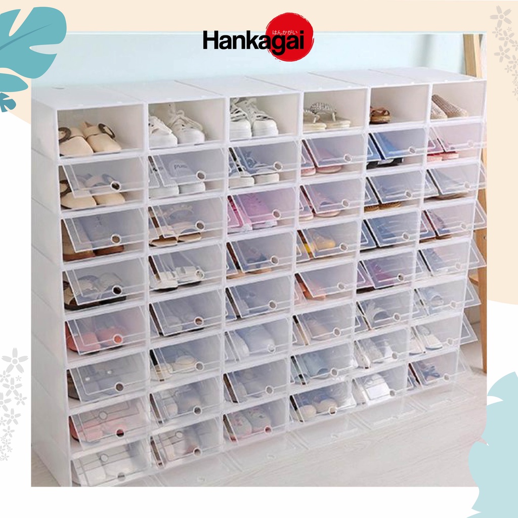 Kotak Sepatu Lipat Penyimpanan Sepatu Sandal Flip Shoes Box Storage Plastik Transparan