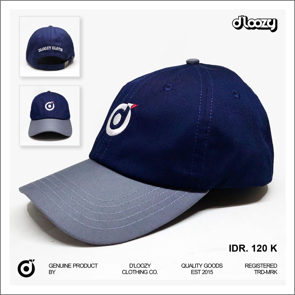 DLOOZY Topi Pria Wanita Baseball Polo Cap Navy Abu Dlz10