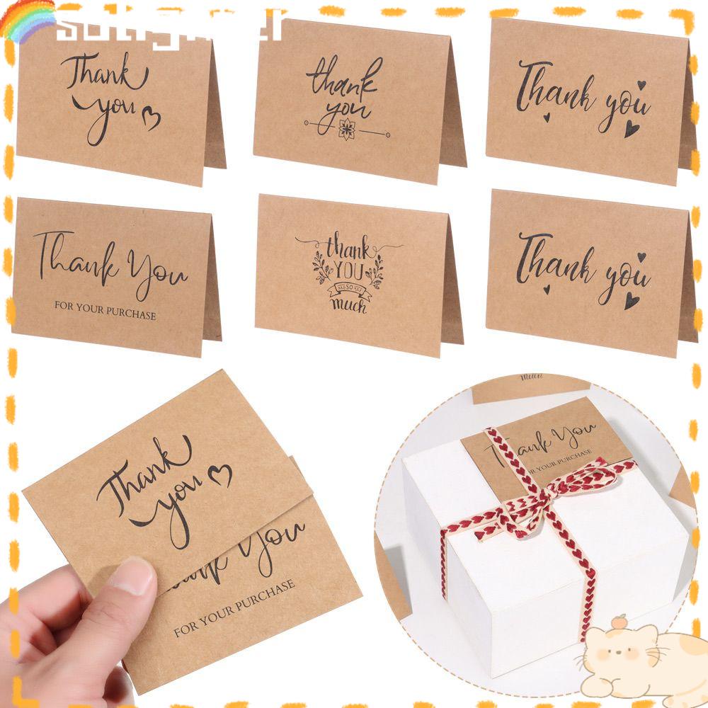 Solighter 10pcs &quot;Terima Kasih&quot; Postcards Packet Kraft Paper Label Card Tag Ucapan Vintage Cardstock