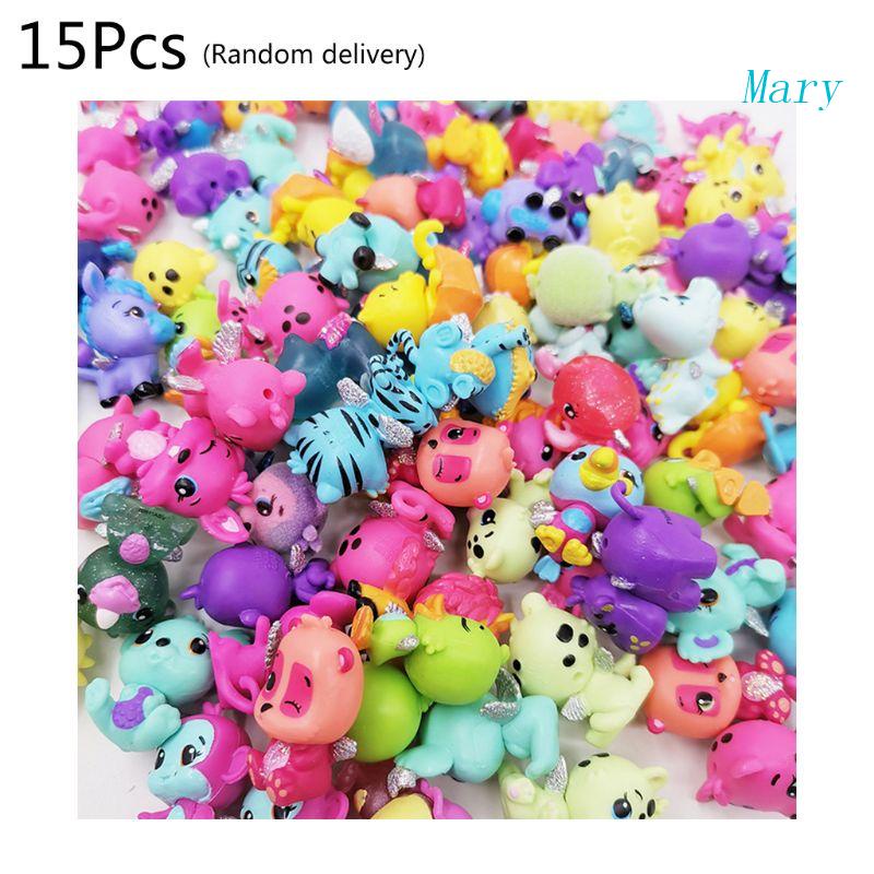 Mary 15pcs Pet Shop Mainan Hewan Kecil Mini Angka Tua Model Koleksi Pemandangan