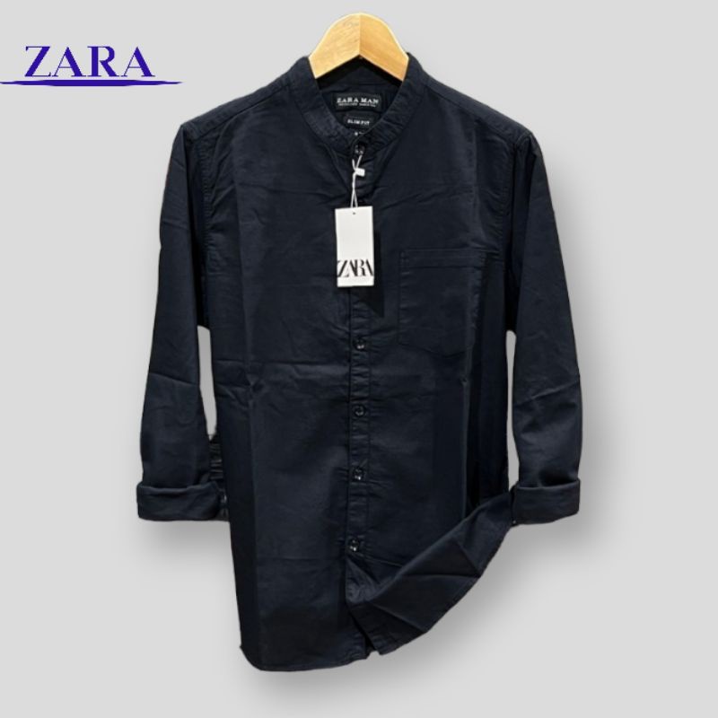 Kemeja Zara Shanghai Premium Pria Style Kemeja Polos Hitam Putih