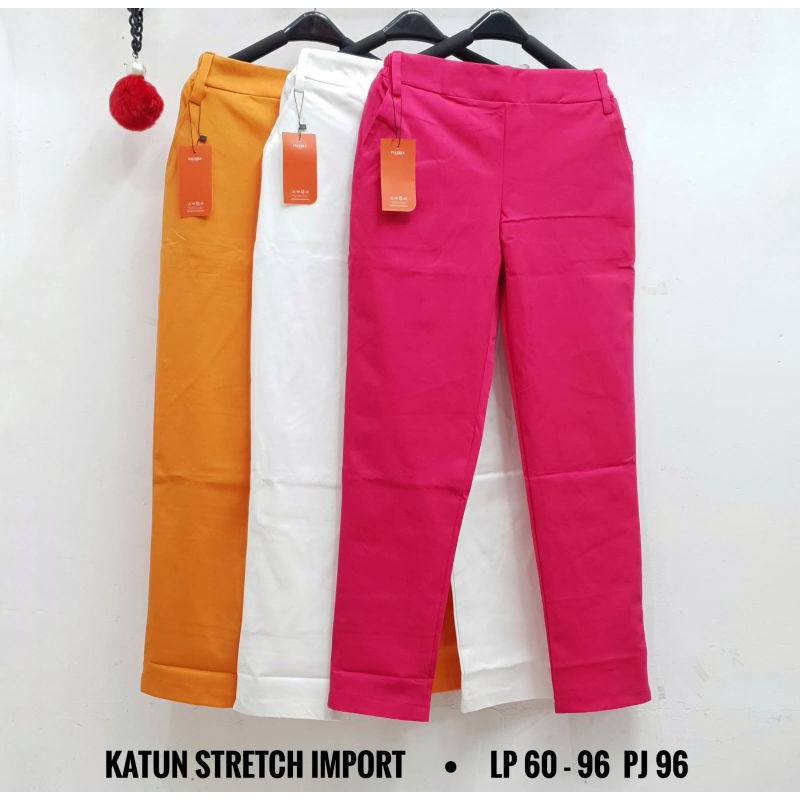 celana pants katun Stretch import/fashion wanita modern