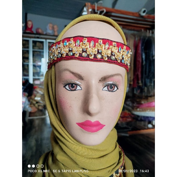 Peneken peneken iket kepala dahi headband tapis Lampung payet mewah