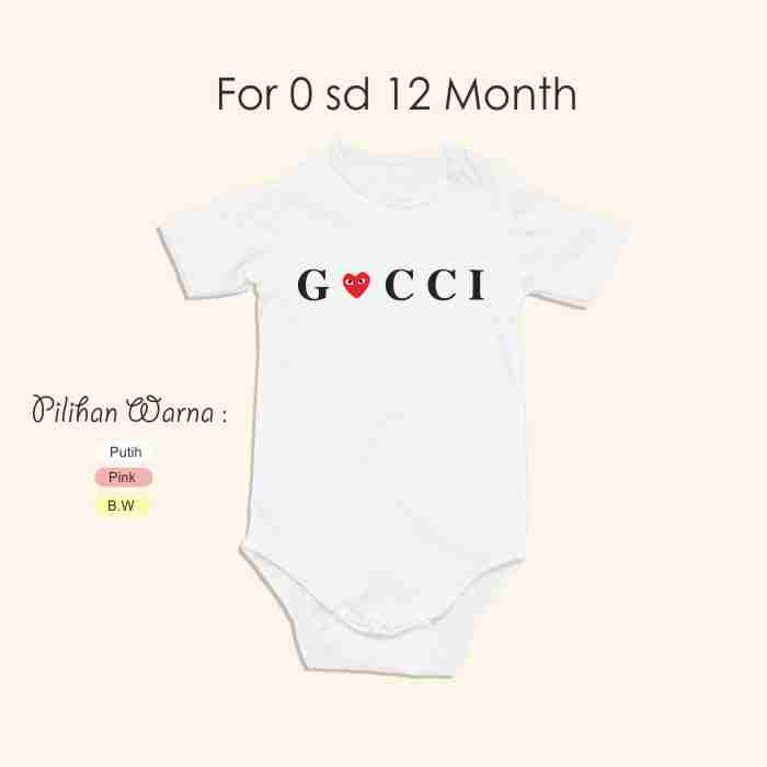 Jumper Bayi Cewek  Cowok Bahan Katun Motif Gucc1 Love Usia New Born sd 1 Tahun jumpsuit baby