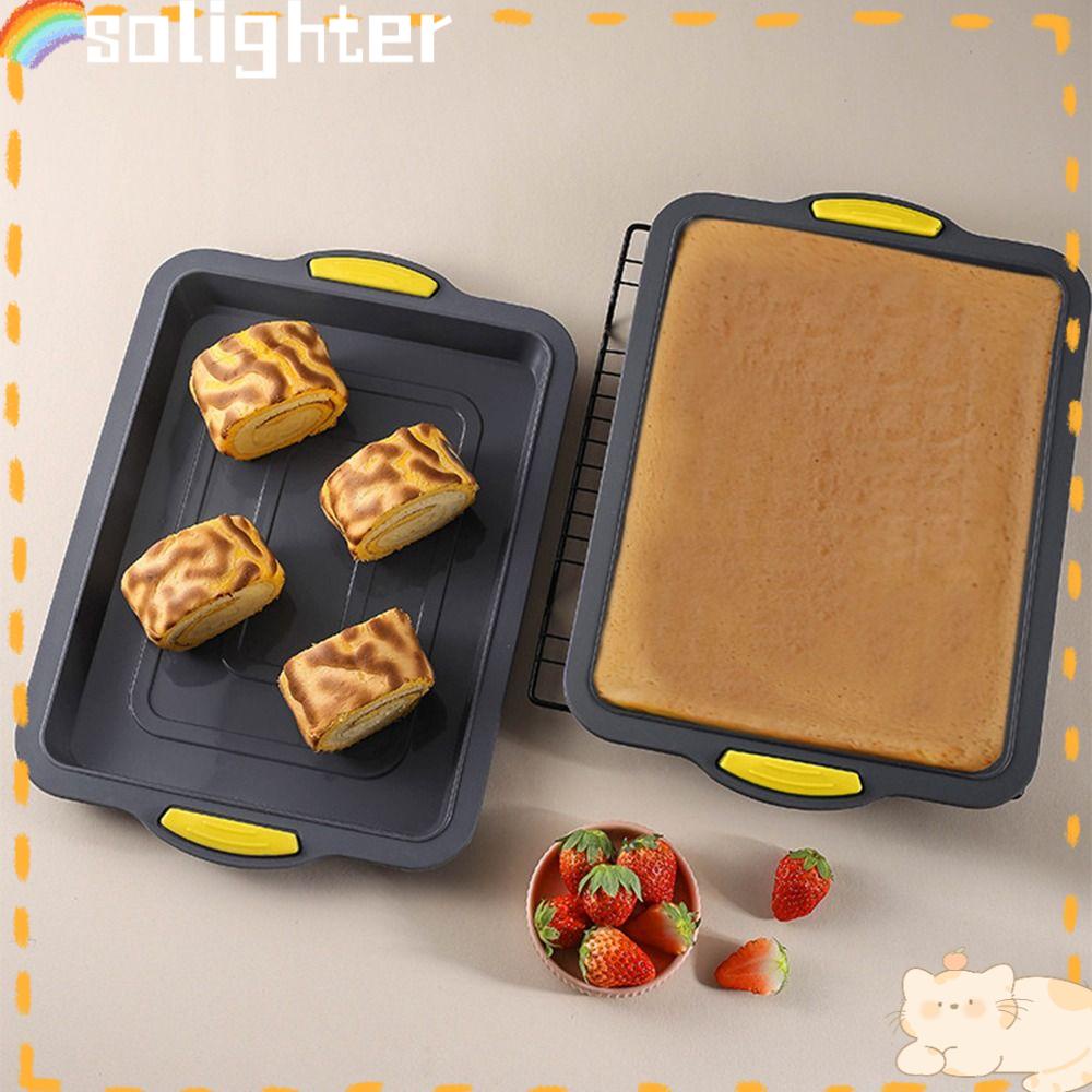 Solighter Brownie Pan Dapur DIY Mousse Persegi Panjang Oven Tray Toast Tray Roti Kue Loyang Silikon