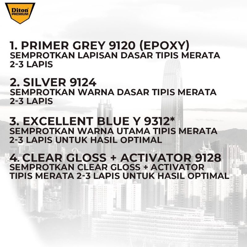 Pilok Pilok Cat Semprot Diton Premium Biru Excellent 9312 Biru 400cc Tahan Bensin Cepat Kering