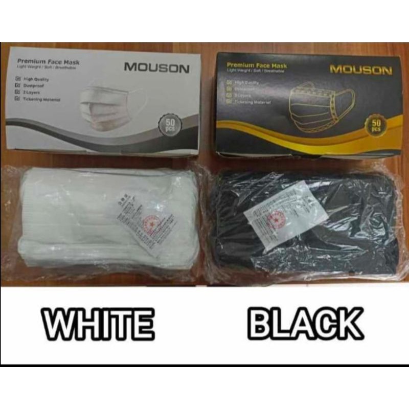 Masker 3ply Earloop box isi 50pcs hitam full