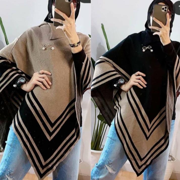 Atasan wanita rajut ponco realpicture bahan adem dan lembut