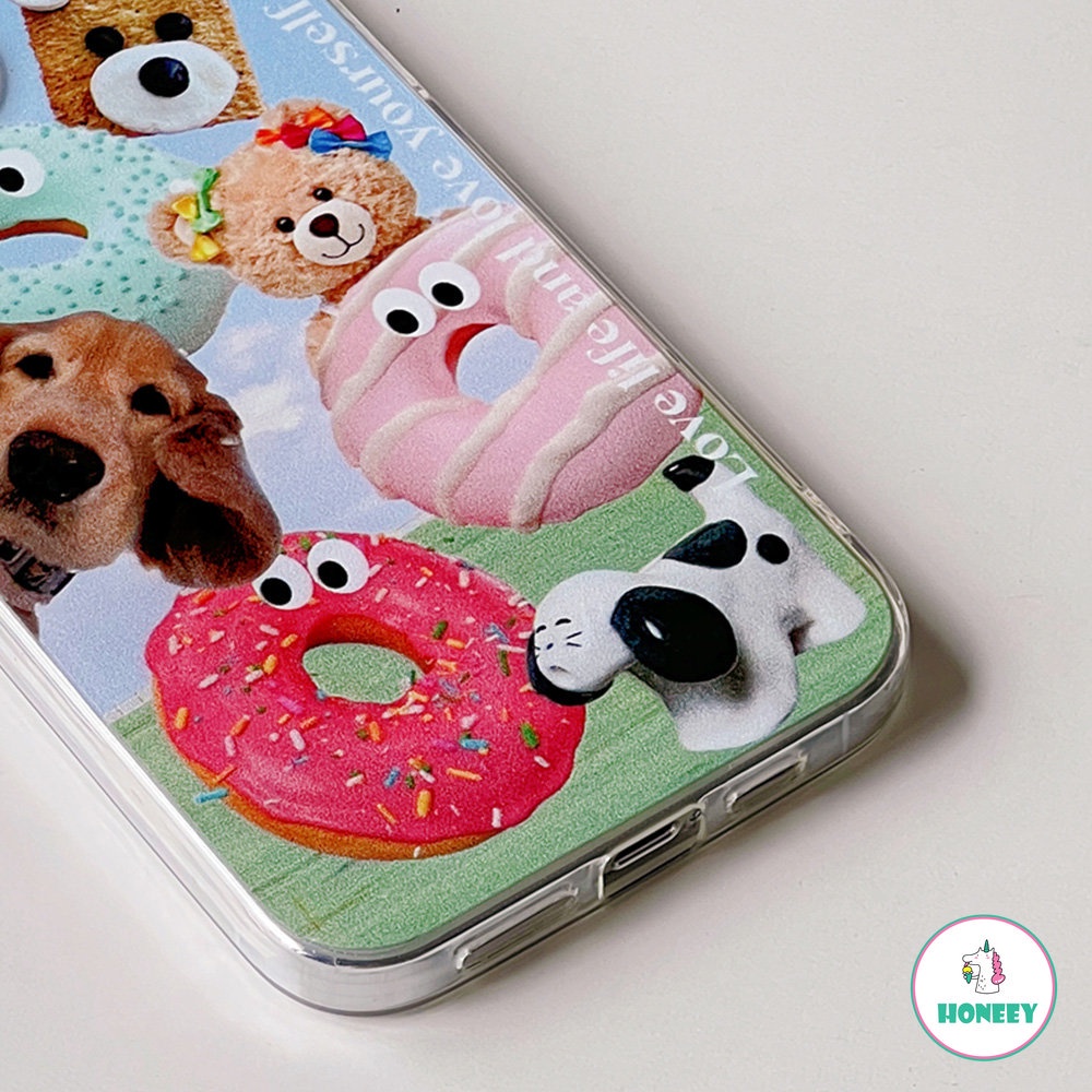 Soft Case Tahan Air Motif Anjing Beruang Doughnut Untuk IPhone 14 13 12 11 Pro Max XR X XS