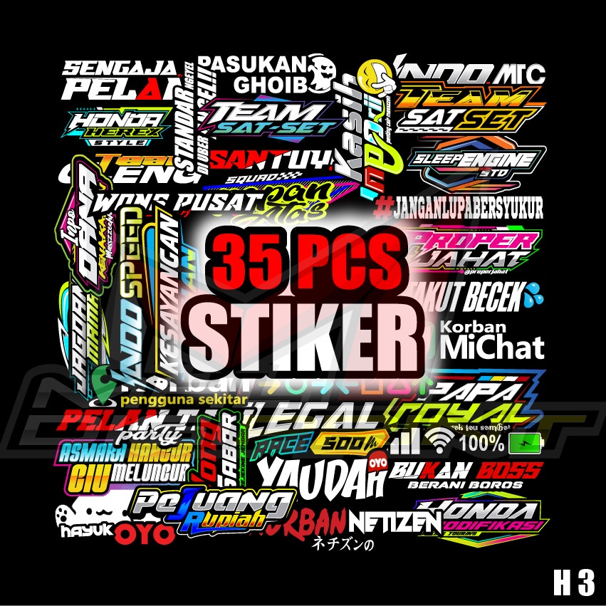 STIKER RACING KATA KATA VIRAL - ISI 35 PCS - KODE H3