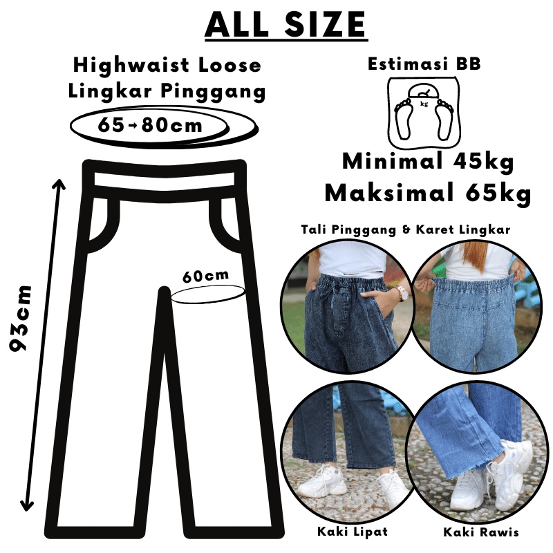 Highwaits Kulot jeans wanita Love Pants Loose