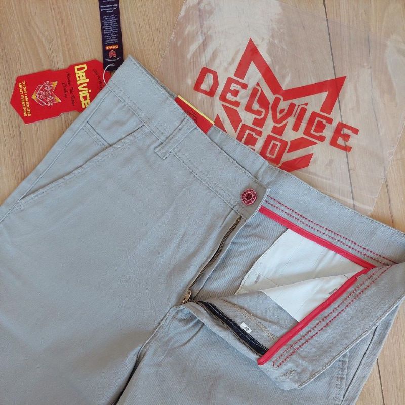 CELANA PRIA CHINO Slim Fit Panjang Pria Kerja Kantor Santai Liburan Cowok Original Delvice Denim Strice Selvedge Distro Hijau army Navy