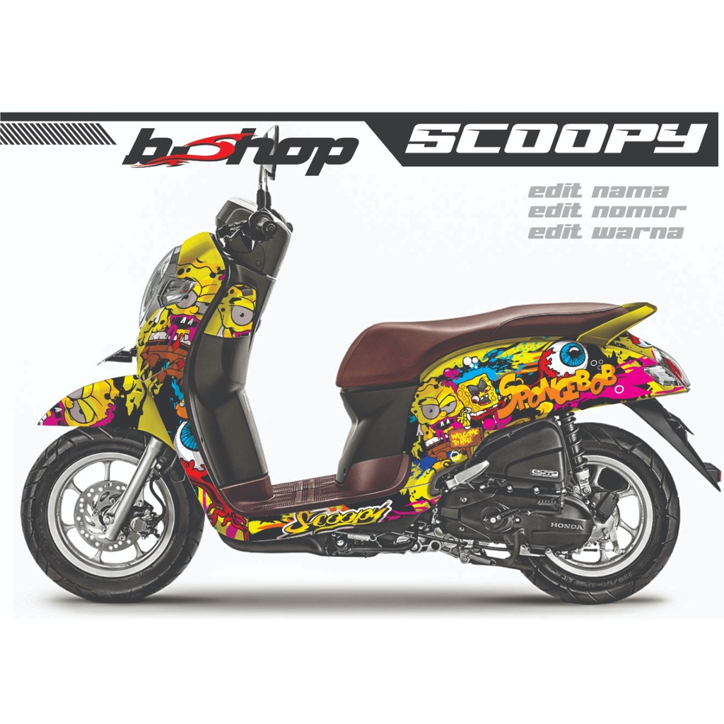 stiker dekal scoopy stiker full body motif anime spongbob stiker keren lucu
