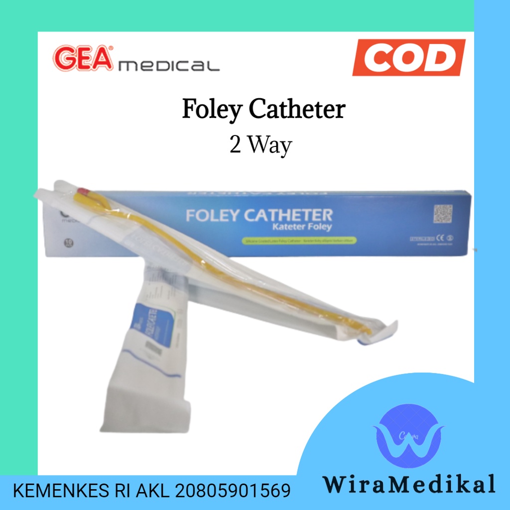 Foley Catheter Fr16 Fr18 GEA Selang Urine 2 Way 16 Fr dan 18 Fr GEA  Selang Catheter GEA - Box isi 10