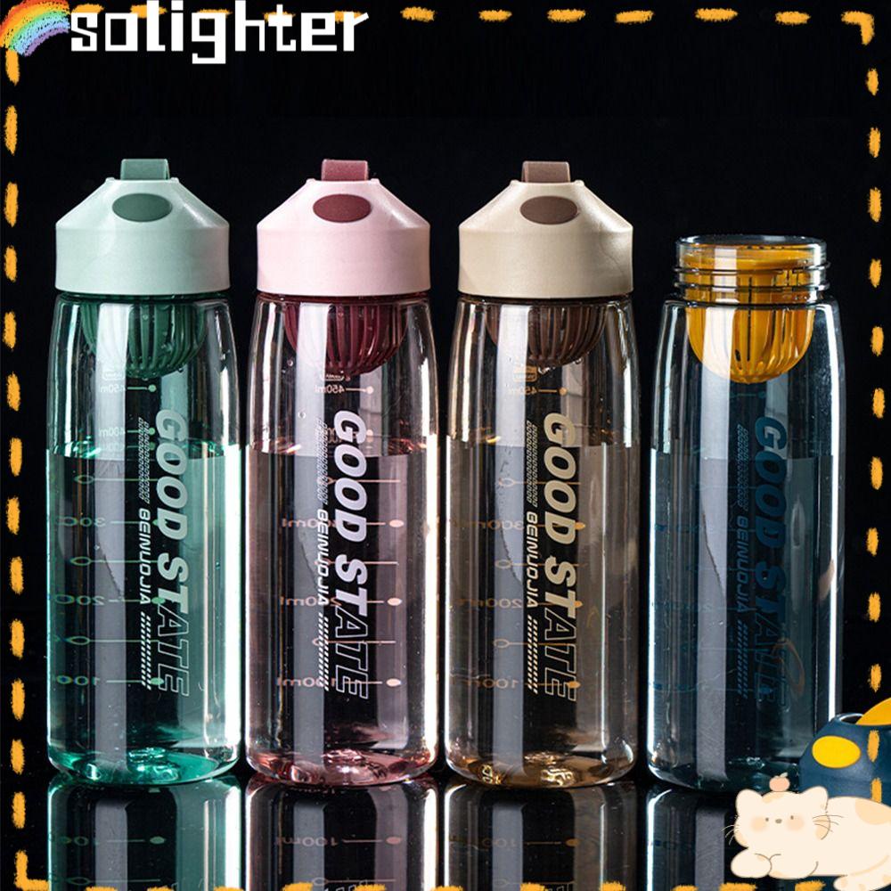 Solighter 480ml 550ml Botol Air Olahraga Outdoor Plastik Transparan Ketel Anti Bocor